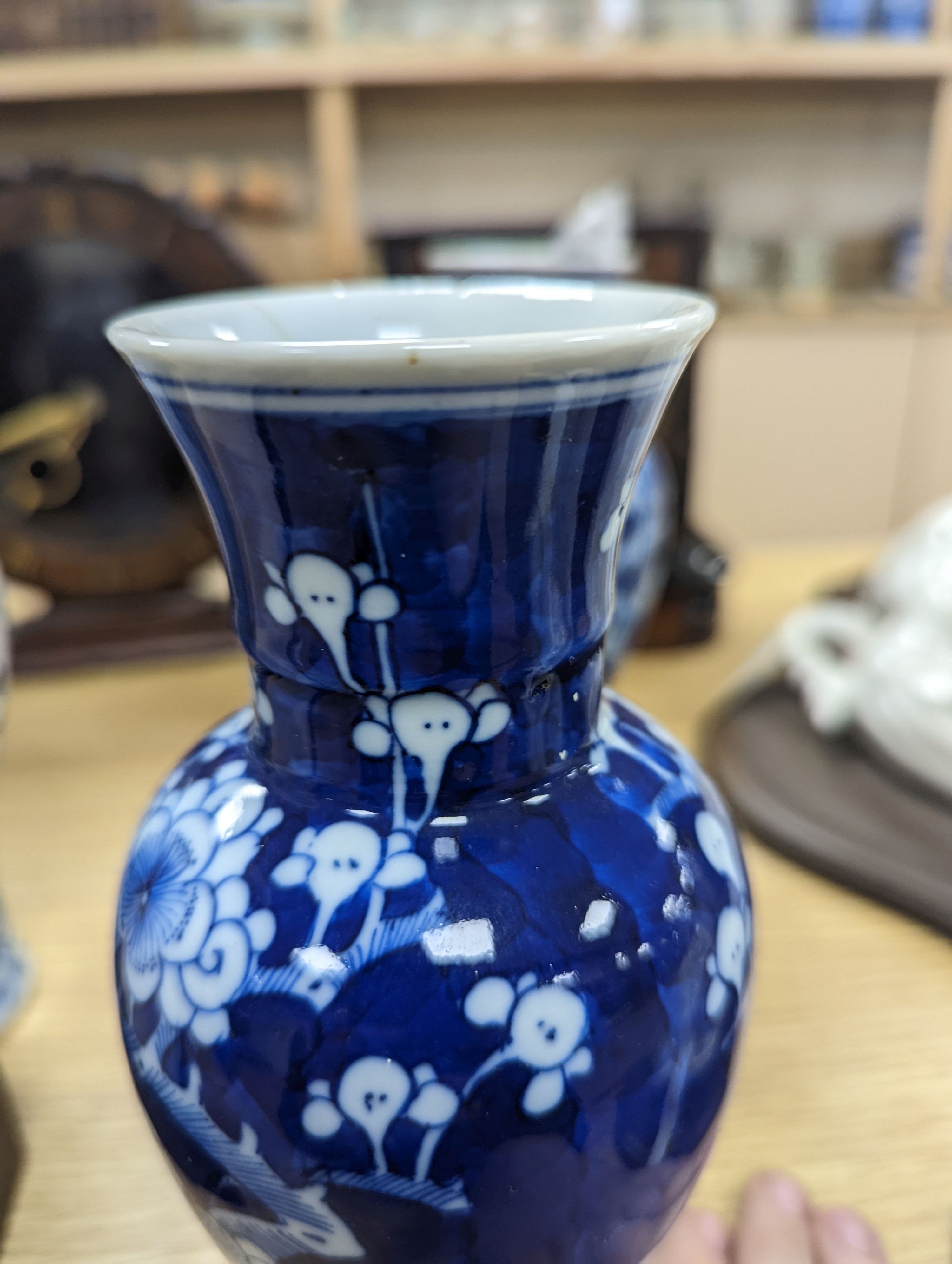 Three Chinese blue and white vases, late 19th/early 20th century, the tallest 19.5 cm